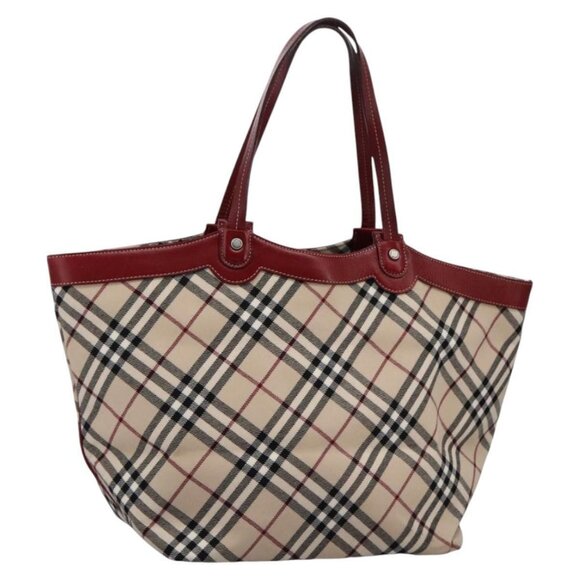 BURBERRY Nova Check Blue Label Tote Bag Canvas Beige - Picture 1 of 16